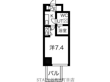 ミュプレ北浜イースト(1K/10階)の間取り写真