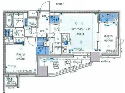 エクセレントシティ拝島駅前(2LDK/6階)の間取り写真