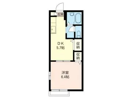 ラ・グラシューズ(1DK/1階)の間取り写真