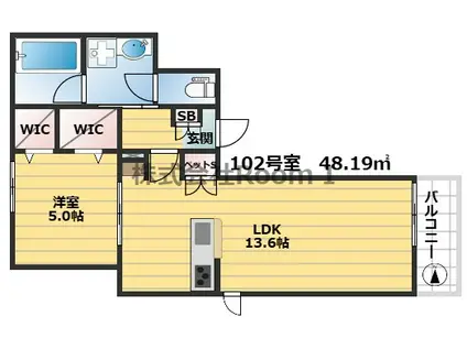 阿倍野区阪南町1丁目ヘーベルメゾン・旭化成ヘーベ(1LDK/1階)の間取り写真
