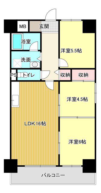 シティプラザ浜松(2LDK/1階)の間取り写真