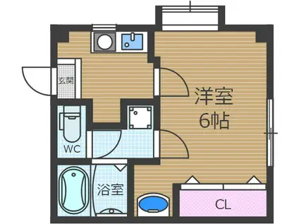 ヤンディⅡ(1K/3階)の間取り写真
