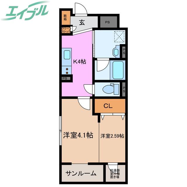 クレアール(1K/1階)の間取り写真
