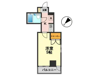 クレストコート美奈川(1K/2階)の間取り写真