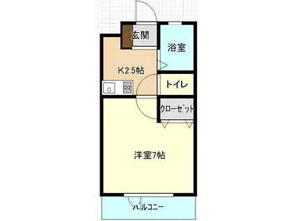 ヴィラソレイユ(1K/2階)の間取り写真