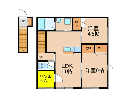 BLOOM-M(2LDK/2階)の間取り写真