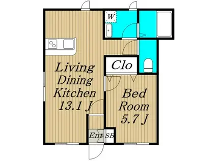 シャイン若宮(1LDK/1階)の間取り写真