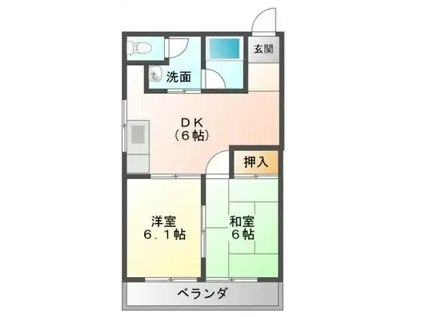 センタービレッジ(2DK/2階)の間取り写真