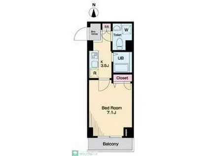 シャトル聖 三鷹(1K/2階)の間取り写真