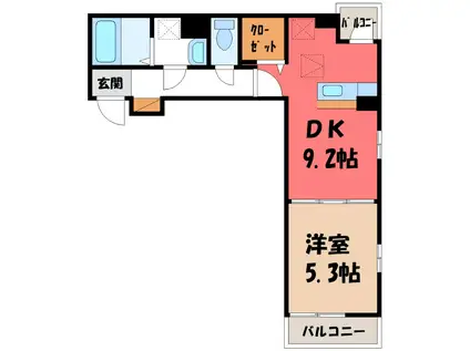 ヒカルサ熊谷曙町(1DK/1階)の間取り写真