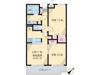 ウィル ラウレア(2LDK/2階)の間取り写真