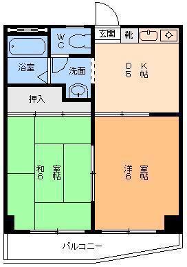 グランアルブル中須賀(2DK/2階)の間取り写真