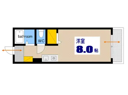 ベルミヤジ(ワンルーム/8階)の間取り写真
