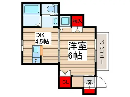 ハイツ・クオーレ(1DK/1階)の間取り写真