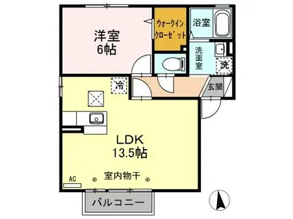 プロムナードさくらB(1LDK/1階)の間取り写真