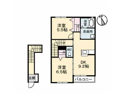 SERAPH COURT(2DK/2階)の間取り写真