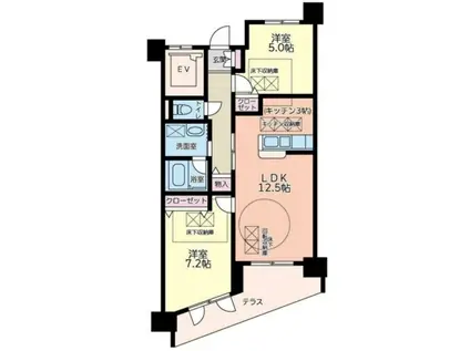 カトルセゾン(2LDK/3階)の間取り写真