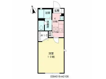 ルミエールマドカ A(1K/1階)の間取り写真