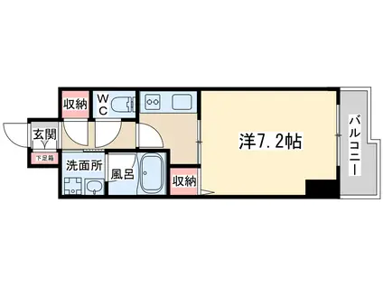 ビエラコート天神橋(1K/7階)の間取り写真