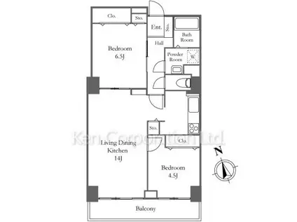 リバーシティ21新川(2LDK/21階)の間取り写真
