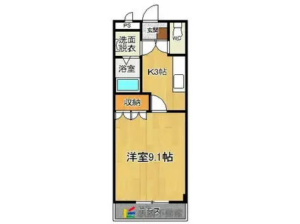 クオリティーハイツ(1K/2階)の間取り写真