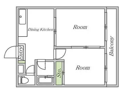 ジョイテル西田辺1(2DK/2階)の間取り写真