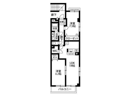 アンプルールフェール PLAGE(2LDK/2階)の間取り写真