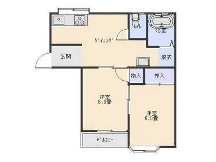 グレースコート 1(2DK/2階)の間取り写真