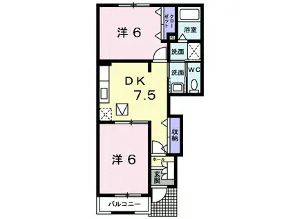 ミ―テメゾン(2DK/1階)の間取り写真