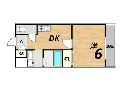 リビングエース平和(1DK/8階)の間取り写真