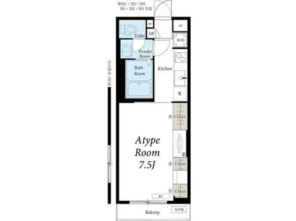 リブリ・FEEL-M湘南VII(1K/3階)の間取り写真