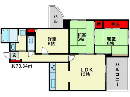ガーデンハウスけしノ実(3LDK/4階)の間取り写真