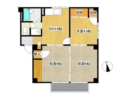 I・タウン(3DK/2階)の間取り写真