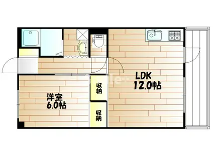 清幸マンション幸町(1LDK/4階)の間取り写真