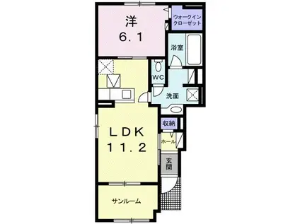 ブルームA(1LDK/1階)の間取り写真
