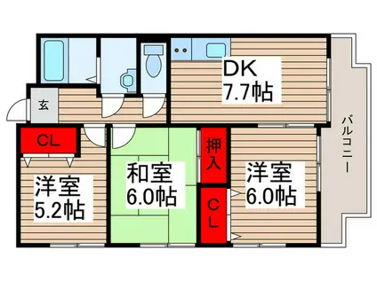 サウスワード(3DK/2階)の間取り写真