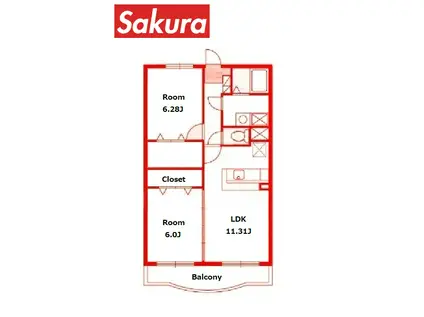 メゾン ソレイユ(2LDK/3階)の間取り写真