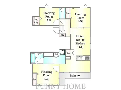 コンフォール目黒(3LDK/2階)の間取り写真