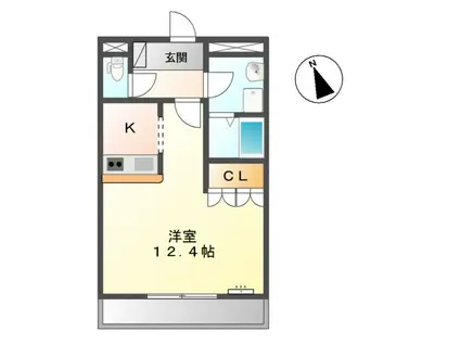 ヒーリングパレス(1K/2階)の間取り写真