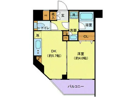 GENOVIA本羽田SKYGARDEN(1DK/2階)の間取り写真