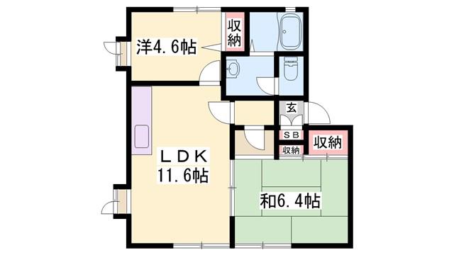 フローラル白浜(2LDK/1階)の間取り写真