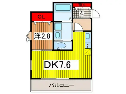 LEBEN浦和鈴谷(1DK/1階)の間取り写真