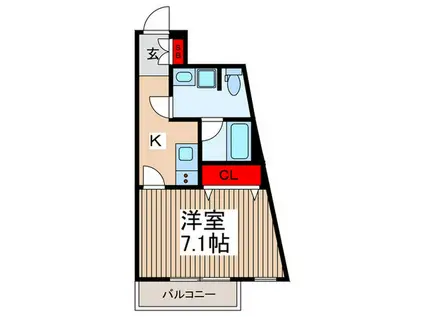 フォルターナ浦和元町(1K/5階)の間取り写真