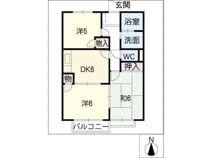 ハピーサークル二宮(3DK/1階)の間取り写真