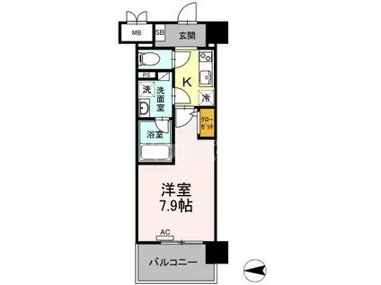 都営三田線 西台駅 徒歩9分 7階建 築6年(1K/2階)の間取り写真