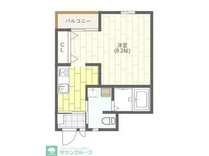 ラフィネY新河岸(1K/1階)の間取り写真