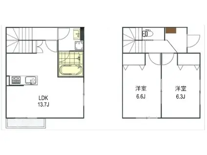 3ROOM代田(2LDK/1階)の間取り写真