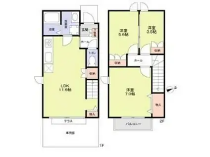 フェーデル アケボノ(3LDK/1階)の間取り写真