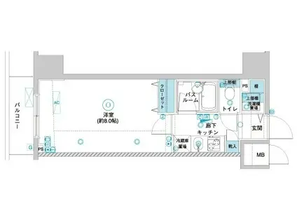 フェニックス横濱BAYGAIA(1K/8階)の間取り写真