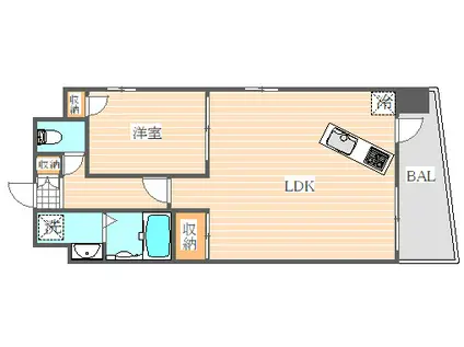 リアンシエルブルー東比恵2(1LDK/3階)の間取り写真